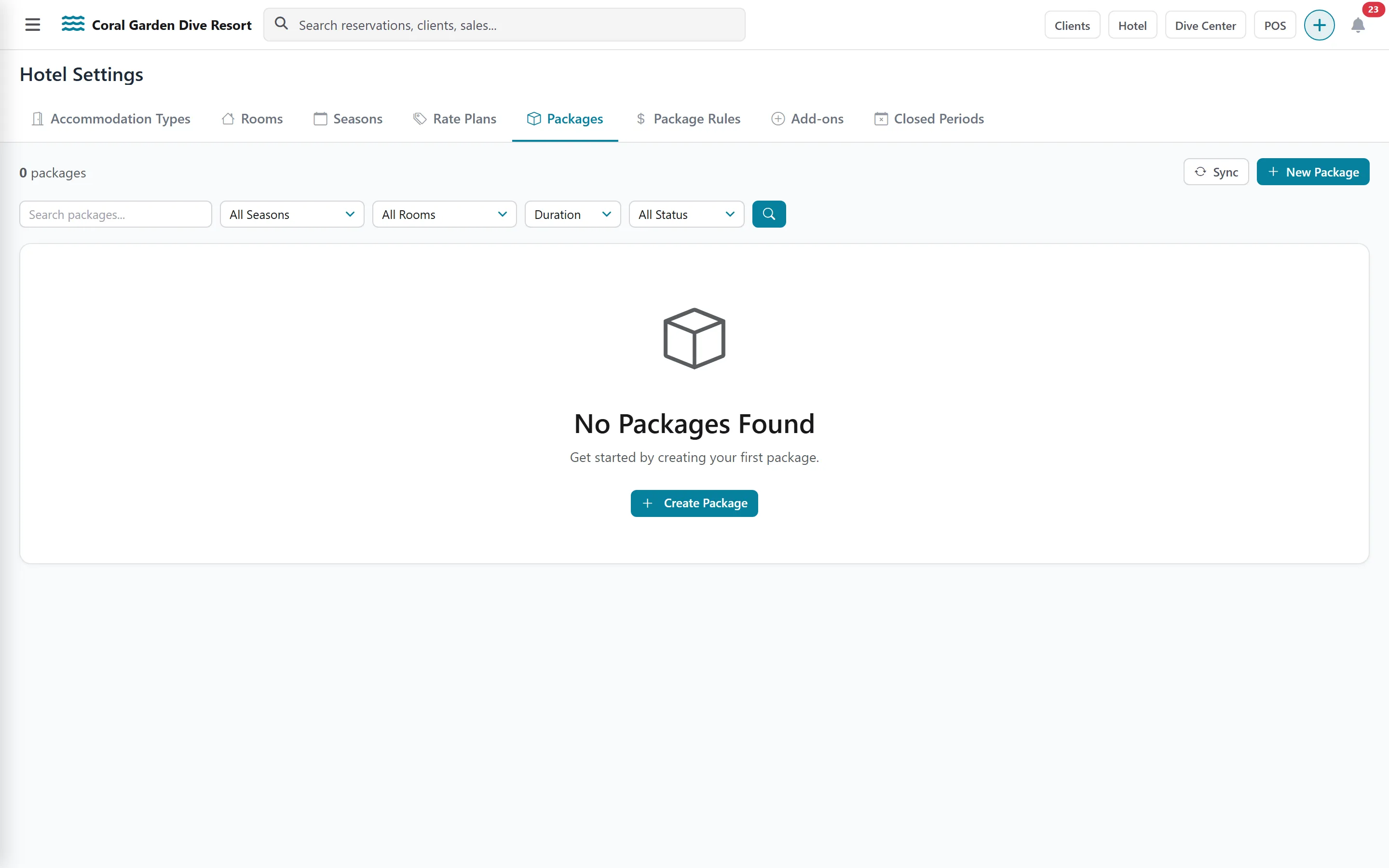 Packages tab